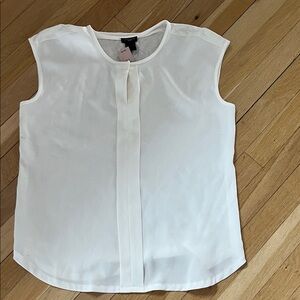 LOFT White Sleeveless Pleat Front Top -NWT-LP